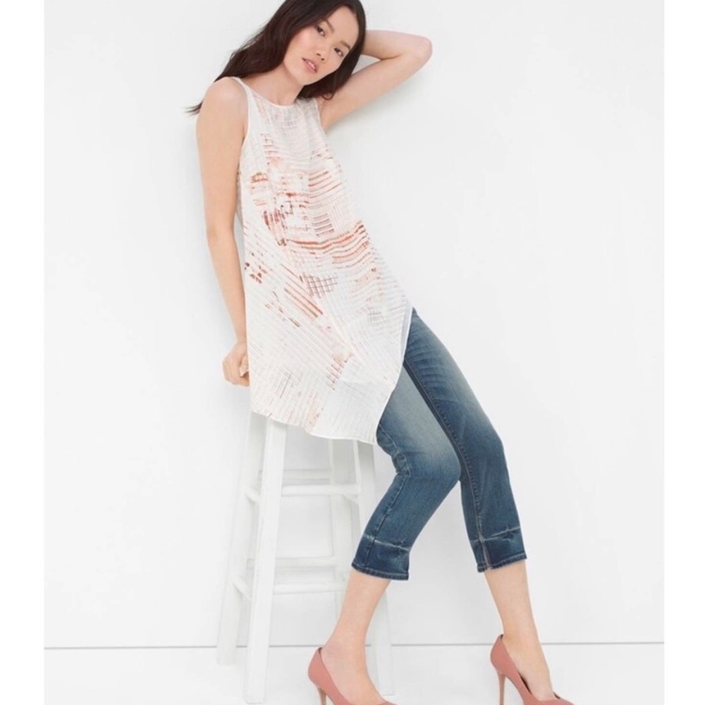 White House Black Market Tunic Asymmetrical Top